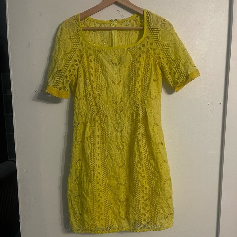 Nanette Lepore Yellow Lace Dress